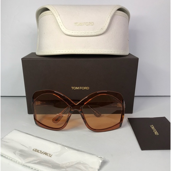 💯 - New Authentic Tom Ford Brown Oversized Ladies Sunglasses FT0903 48E 68. - Picture 9 of 14